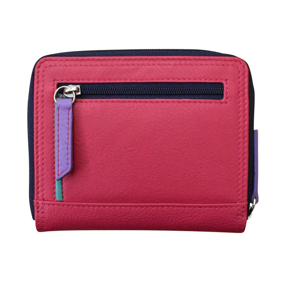 Small Leather Multi Color Zip RFID Wallet