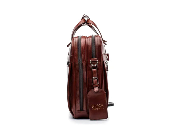 Old Leather Double Gusset Stringer Bag -dark brown