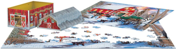 Shaped Puzzle Tin 550pc - Christmas Barn
