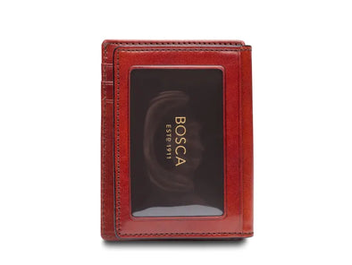 Old Leather Front Pocket ID Wallet with clip-Cognac