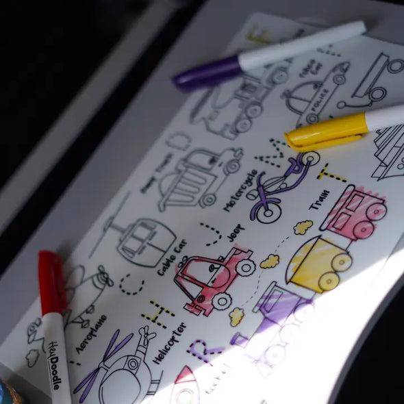 HeyDoodle Reusable Silicone Mini Mat - Toot Toot Honk