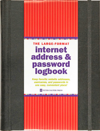 Large Format Internet Address & Password Logbook Black