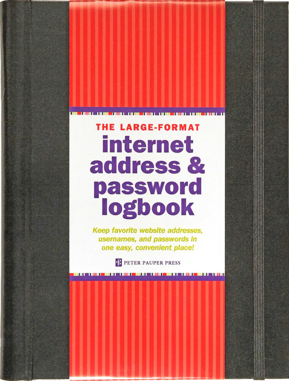 Large Format Internet Address & Password Logbook Black