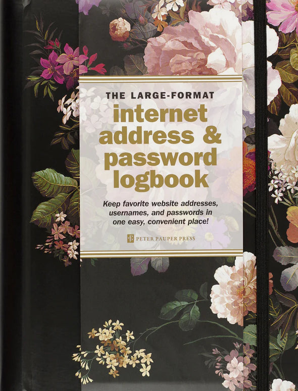 Large Format Internet Address & Password Logbook Midnight Floral
