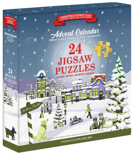 Book Style Advent Calendar Puzzle - Christmas Town Fair