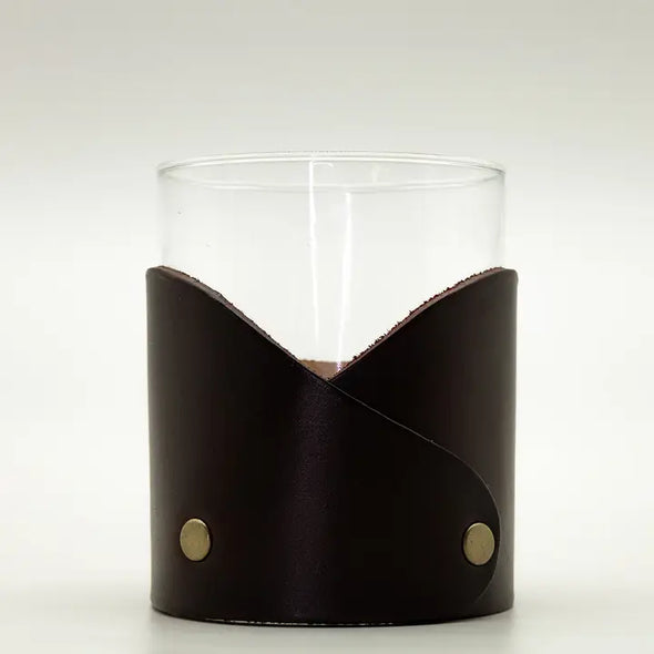 Lowball Glass with Leather