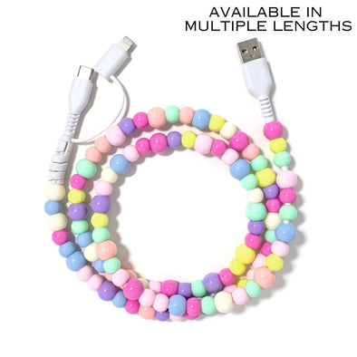Beaded 3ft. Charging Cable Dual USB-C/USB-A to Dual USB-C/Lightning