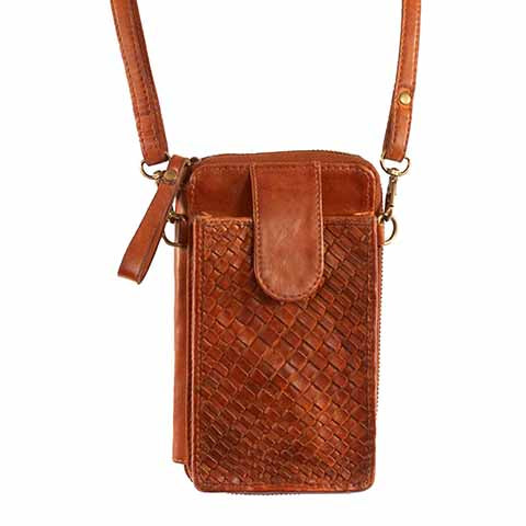 Woven Leather Phone Crossbody