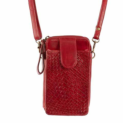 Woven Leather Phone Crossbody