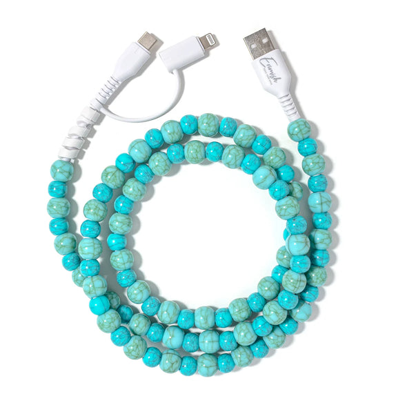 Beaded 3ft. Charging Cable Dual USB-C/USB-A to Dual USB-C/Lightning