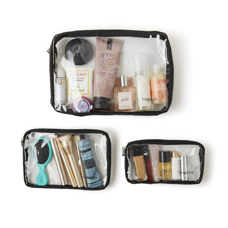 Clear Travel Pouches-Midnight Blossom