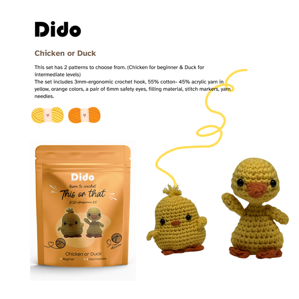 Dido This or That DIY Amigurumi Kit - Chicken or Duck