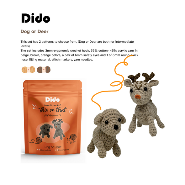 Dido This or That DIY Amigurumi Kit - Dog or Deer