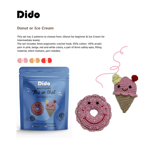 Dido This or That DIY Amigurumi Kit - Donut or Ice Cream