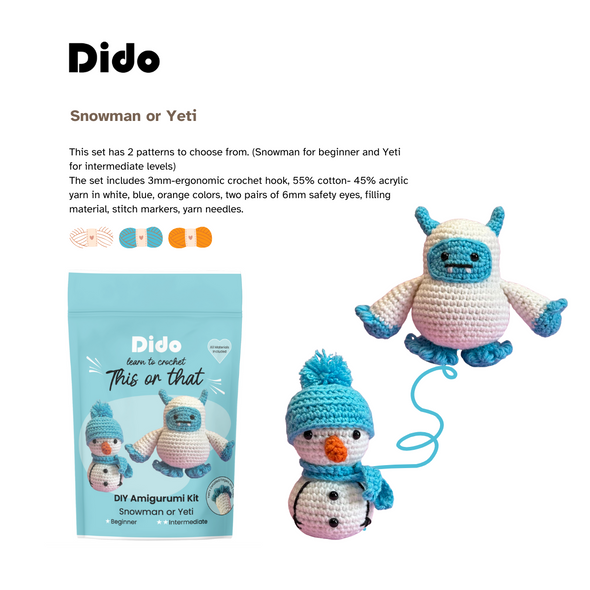 Dido This or That DIY Amigurumi Kit - Snowman or Yeti