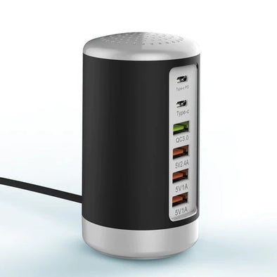 Multifunctional USB Charging Tower - 4 USB + 2 USB-C