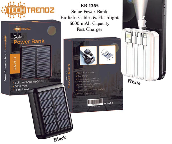 Solar Power Bank w/Cords