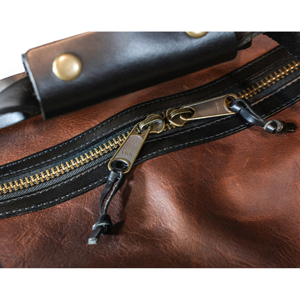 Oil-tanned Leather Duffel Bag -cognac