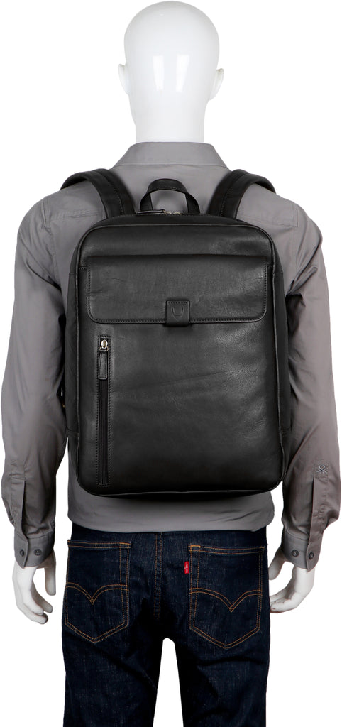 Aiden Leather Backpack-black