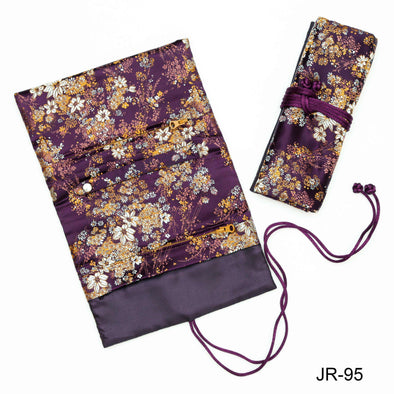 Fabric Jewelry Roll - Purple Small Garden Floral
