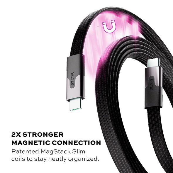 Statik MagStack Slim Pro 3ft Cable USB-C to USB-C -Black