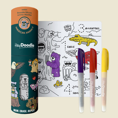 HeyDoodle Reusable Silicone Mini Mat - American Animals
