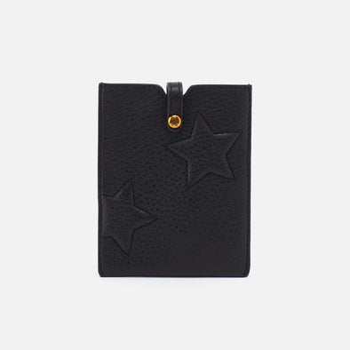 Pebbled Passport Holder-Black w/star