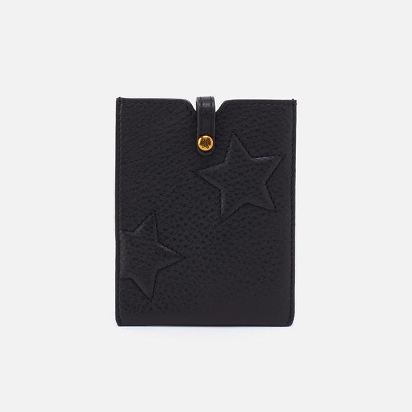 Pebbled Passport Holder-Black w/star