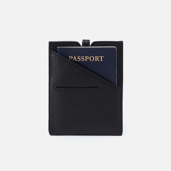 Pebbled Passport Holder-Black w/star