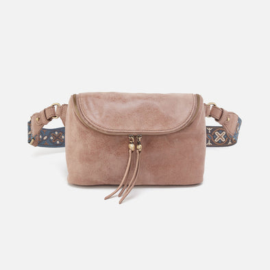 Velvet Pebbled Fern Large Belt Bag -Hazel with Novelty Strap