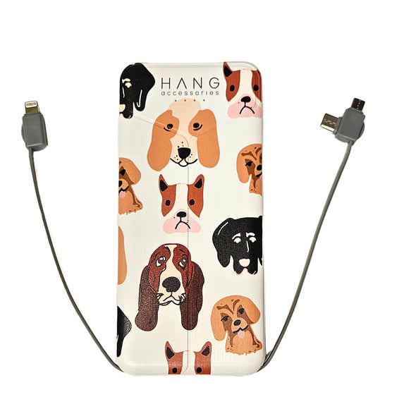 Fun Print Portable Charging Bank with Built-in Cables