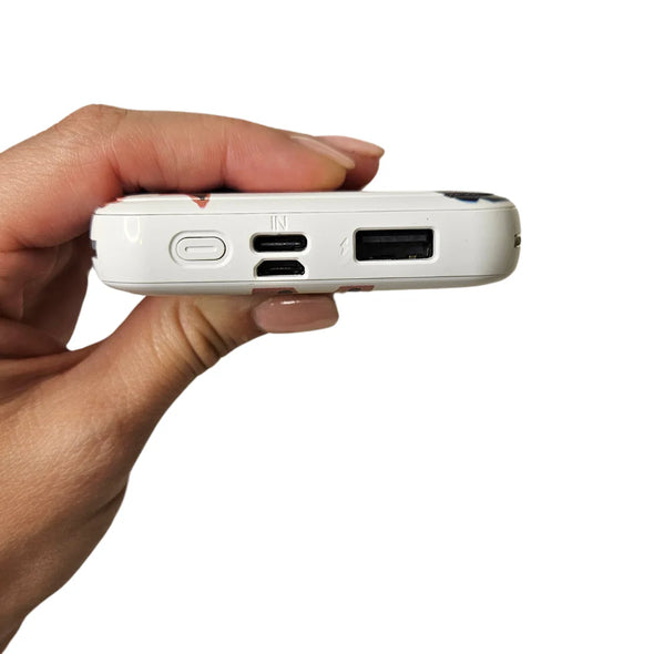 Fun Print Portable Charging Bank with Built-in Cables
