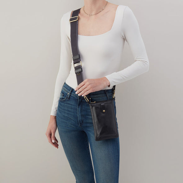 Pebbled Leather Cass Phone Crossbody with Leather Strap