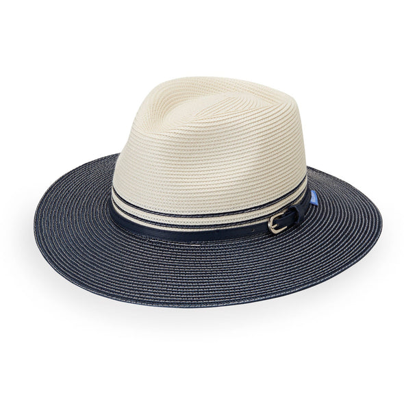 Petite Kristy Fedora Hat -ivory/navy