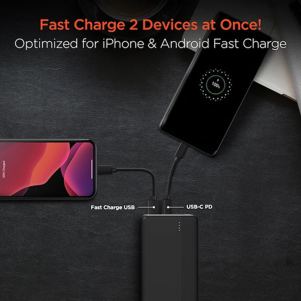 HyperGear 10000mAh Fast Charge Power Bank 20W USB-C and 18W USB