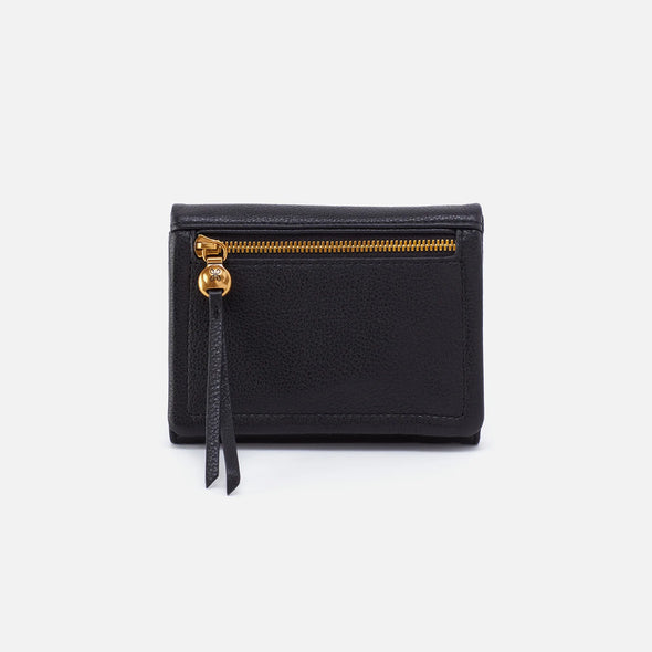 Pebbled Lumen Medium Wallet with Magnet-black