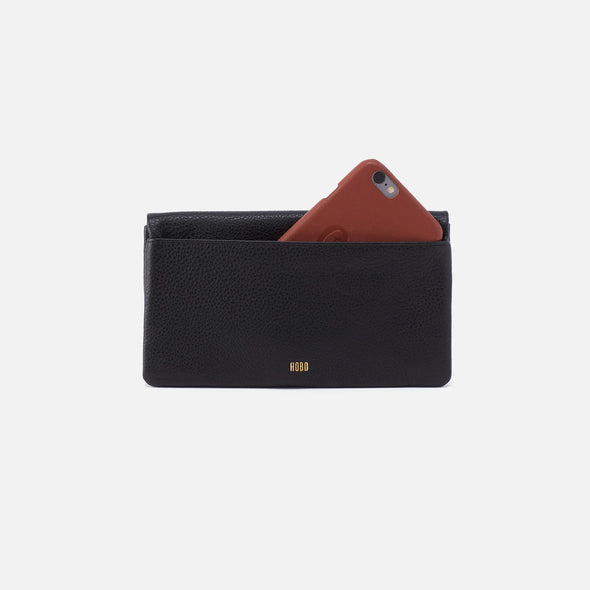 Pebbled Lumen Wallet with Magnet-black