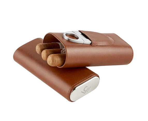 3 Finger Leather Cigar Case & Cutter