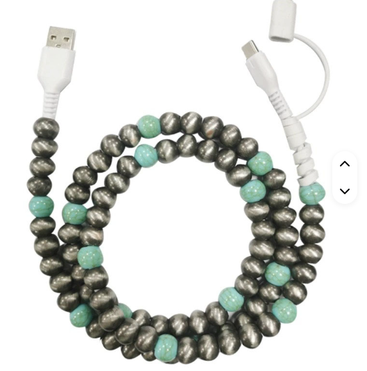 Beaded 3ft. Charging Cable Dual USB-C/USB-A to Dual USB-C/Lightning