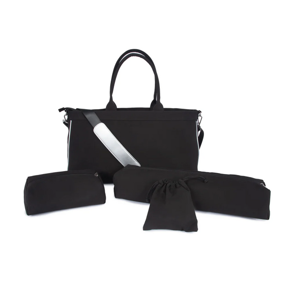 Mahjong Tote Bag with Pouches - Black/Silver