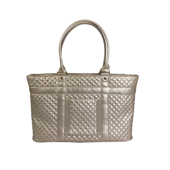 VIP Travel Tote Quilted- White Gold Quilted