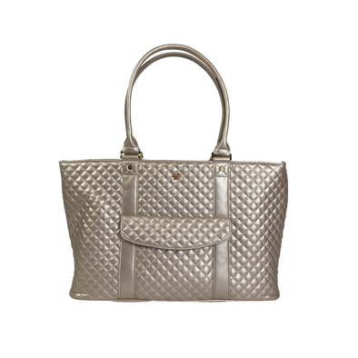 VIP Travel Tote Quilted- White Gold Quilted