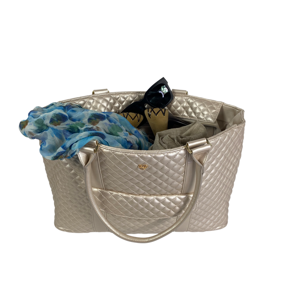 VIP Travel Tote Quilted- Pearl