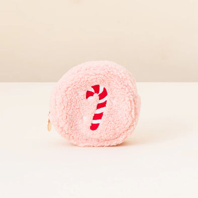 Circle Teddy Pouch - Candy Cane