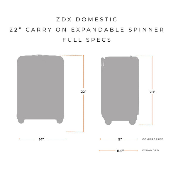 ZDX Domestic 22" Carry-On Expandable Spinner - ocean