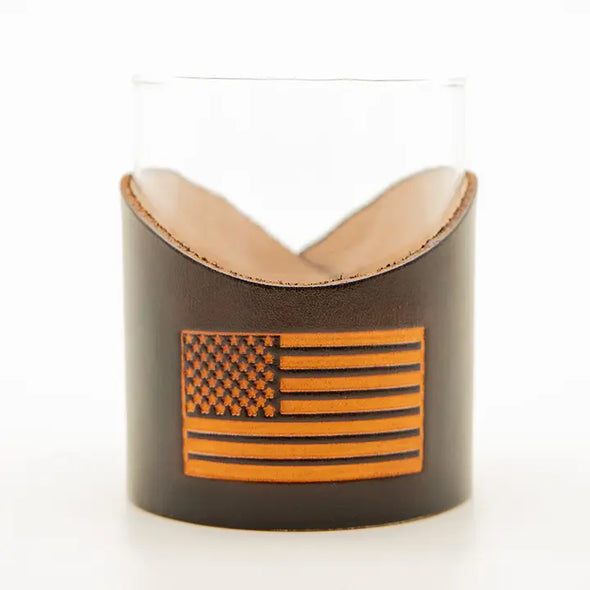 Lowball Glass with Leather