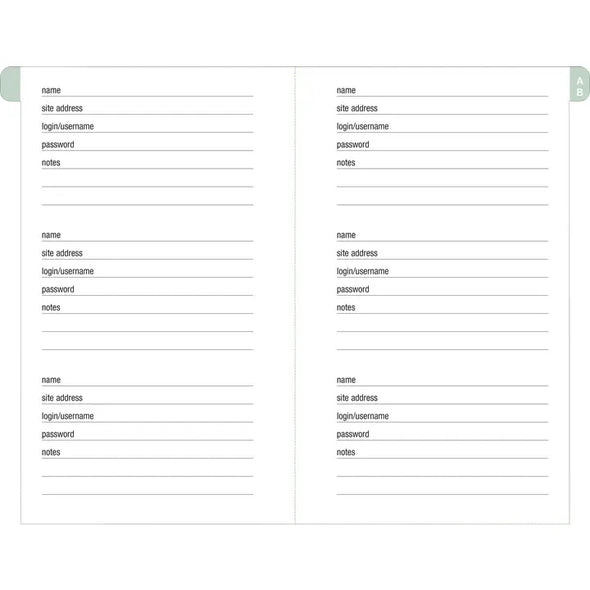 Personal Internet Address & Password Logbook Eucalyptus