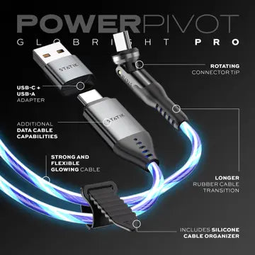 Statik PowerPivot GloBright Pro 6.6 ft. Cable - USB-C to USB-C