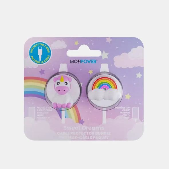 Moji Power Sweet Dreams Unicorn & Rainbow Cable Protectors