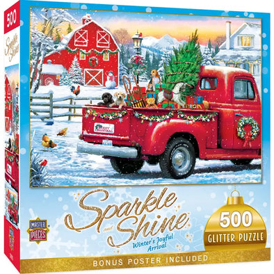 Sparkle and Shine 500pc Holiday Puzzle - Winter's Joyful Arrival